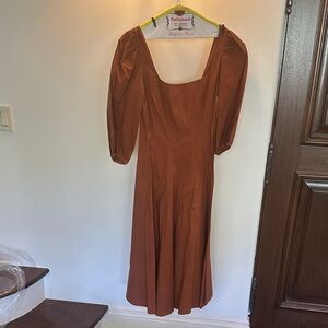 STAUD Terracotta Long Sleeve Dress
